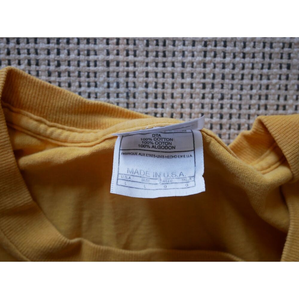 Vintage 90s Nike Made in USA Mustard Yellow Embroidered Swoosh T Shirt Large